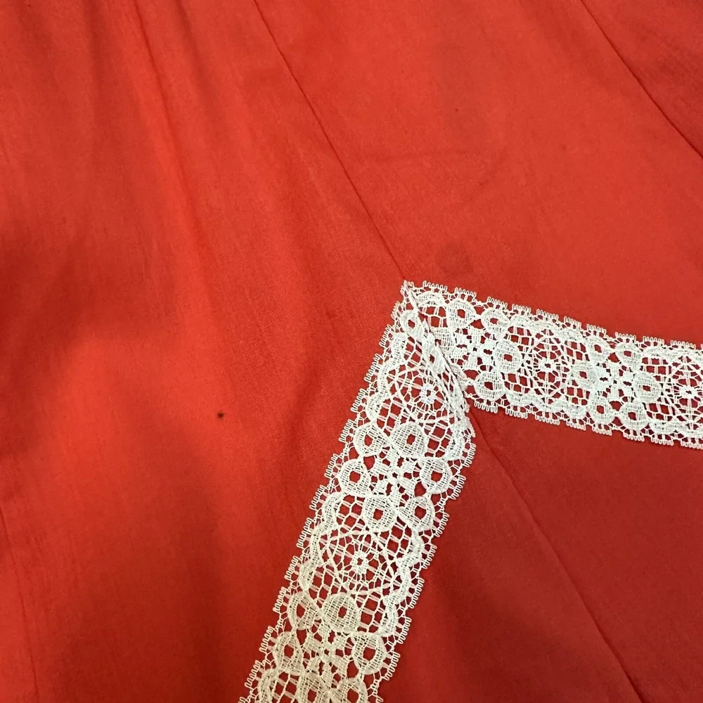 Carefree Fashions Vintage Square Dance Set Red White Lace Skirt Blouse Medium